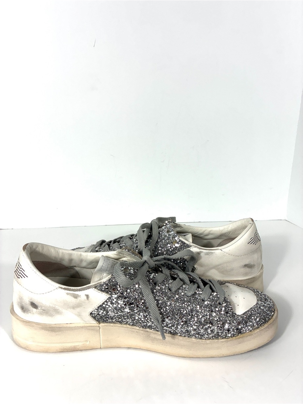 Golden Goose May Glitter Sneakers White Silver Star Women's Size 41 / US 11 - Picture 8 of 11